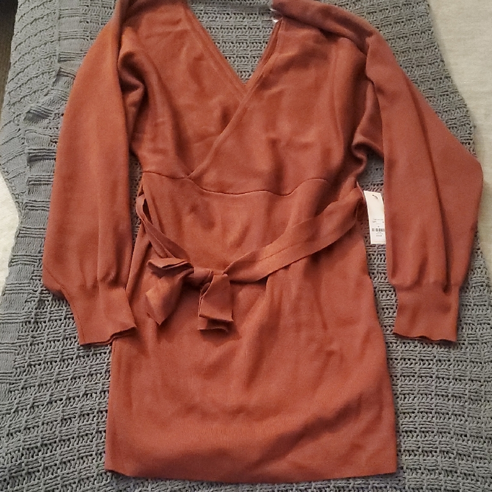 Elegant Rust Wrap Dress